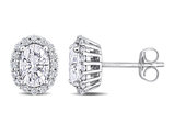 2.30 Carat (ctw) Synthetic Moissanite Oval Solitaire Earrings in 10K White Gold